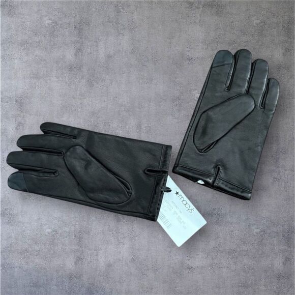 Calvin Klein Men’s Black Leather Driving Gloves Size Large Reticketed Macy’s Tag - Picture 2 of 5